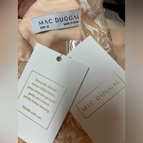 Mac Duggal 11294 Halter Neck Flowy Petal A-Line Mini Dress NWT Peach - Picture 5 of 8